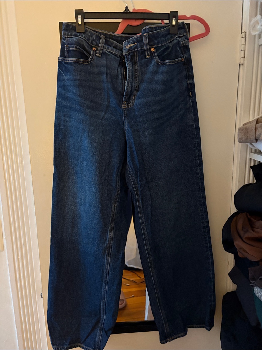 High rise wide leg jeans- dark denim